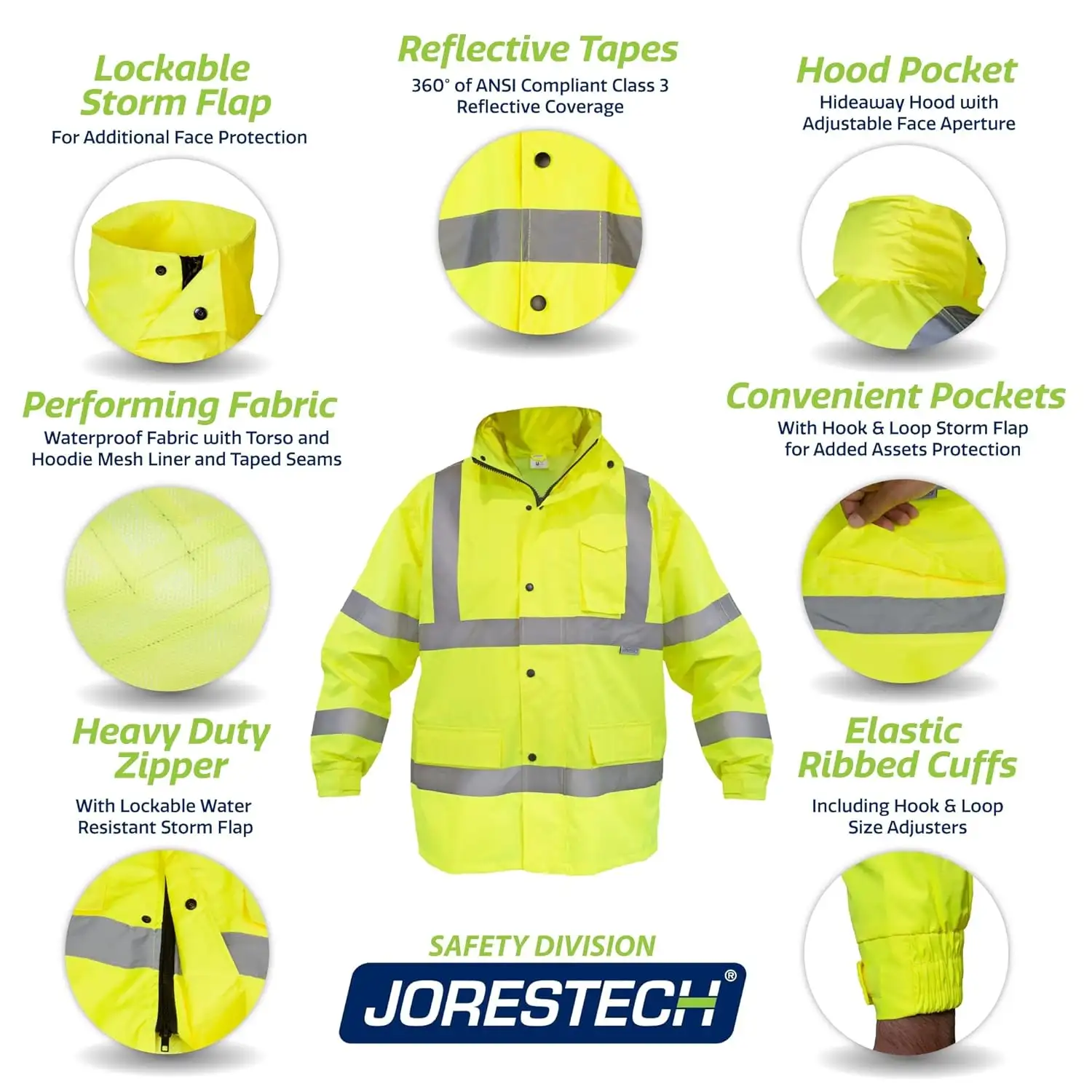 JORESTECH Safety Rain Jacket Waterproof Reflective High Visibility_ - 71eehxkkail._sl1500_